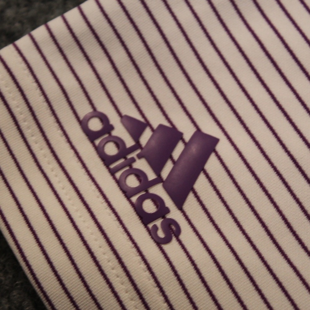 Adidas Mens XL Striped Golf Polo Shirt White Purple FVJY95S Short Sleeve - Picture 5 of 8